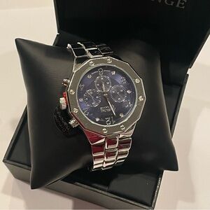 Armani Exchange Silver and Blue Men's Watch